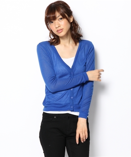 WEGO（ウィゴー）の「WEGO/カラーカーディガン（カーディガン/ボレロ・レディース・オフホワイト/グリーン/ブルー/イエロー・FREE）」の3枚目の写真