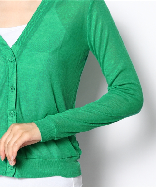 WEGO（ウィゴー）の「WEGO/カラーカーディガン（カーディガン/ボレロ・レディース・オフホワイト/グリーン/ブルー/イエロー・FREE）」の9枚目の写真