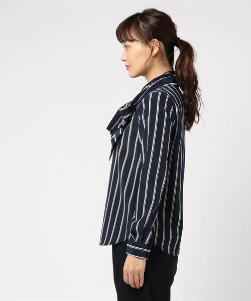 NARACAMICIE（ナラカミーチェ）の「ストライプボウタイ長袖ブラウス（シャツ/ブラウス・レディース・ブラック/ネイビー・SMALL/MEDIUM/LARGE）」の12枚目の写真