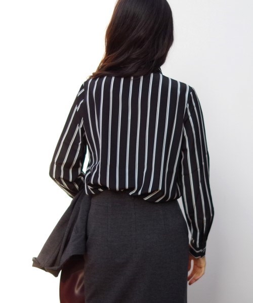 NARACAMICIE（ナラカミーチェ）の「ストライプボウタイ長袖ブラウス（シャツ/ブラウス・レディース・ブラック/ネイビー・SMALL/MEDIUM/LARGE）」の11枚目の写真