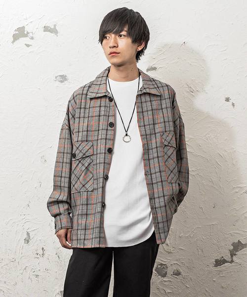 MinoriTY(マイノリティ)の「メンズグレンチェックビッグポケットオーバーサイズシャツ(シャツ/ブラウス・メンズ・ブラック/ダークブラウン/ブラウン・M/L)」の3枚目の写真