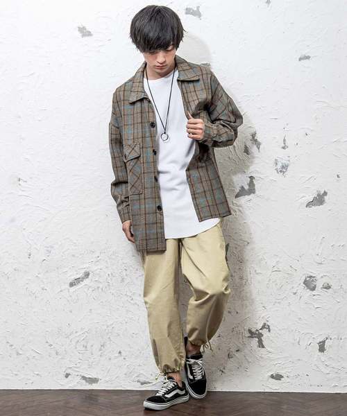 MinoriTY(マイノリティ)の「メンズグレンチェックビッグポケットオーバーサイズシャツ(シャツ/ブラウス・メンズ・ブラック/ダークブラウン/ブラウン・M/L)」の4枚目の写真