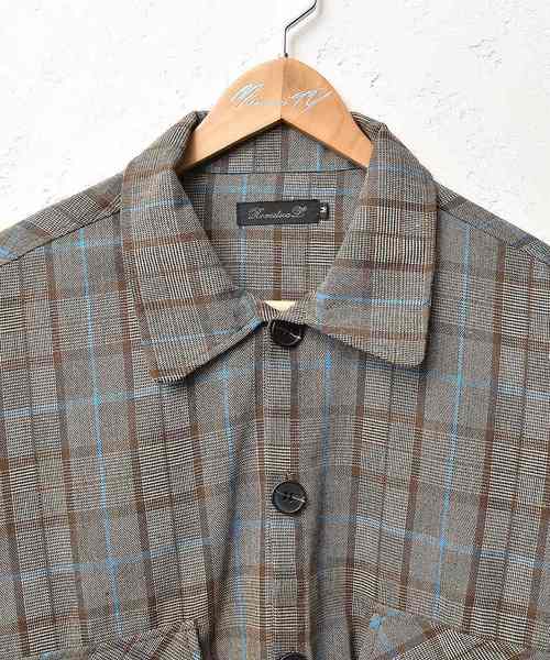 MinoriTY(マイノリティ)の「メンズグレンチェックビッグポケットオーバーサイズシャツ(シャツ/ブラウス・メンズ・ブラック/ダークブラウン/ブラウン・M/L)」の7枚目の写真