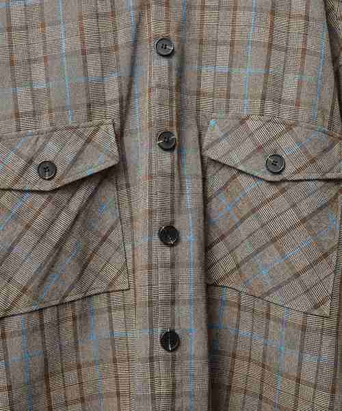 MinoriTY(マイノリティ)の「メンズグレンチェックビッグポケットオーバーサイズシャツ(シャツ/ブラウス・メンズ・ブラック/ダークブラウン/ブラウン・M/L)」の6枚目の写真