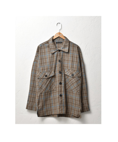 MinoriTY(マイノリティ)の「メンズグレンチェックビッグポケットオーバーサイズシャツ(シャツ/ブラウス・メンズ・ブラック/ダークブラウン/ブラウン・M/L)」の9枚目の写真