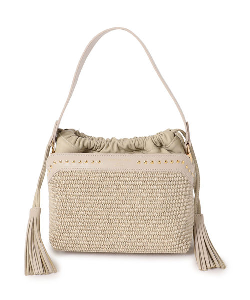 SHIPS(シップス)の「CHRISTIAN VILLA:ニュースタッズ(ショルダーバッグ・レディース・ブラック/ベージュ・ONE SIZE)」の1枚目の写真