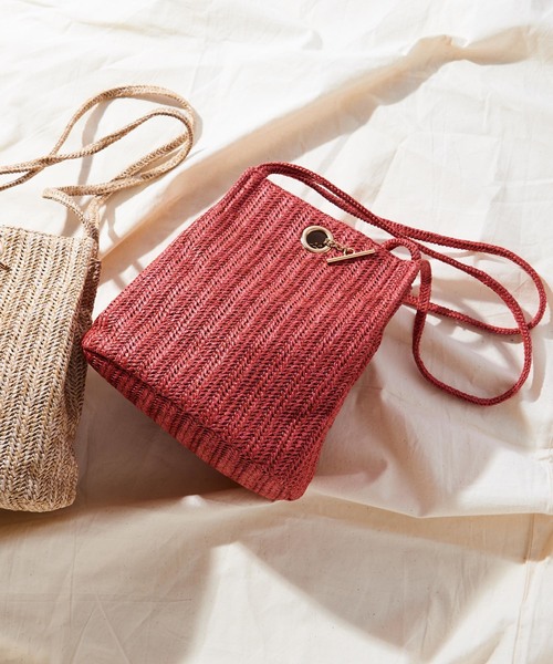 DISCOAT（ディスコート）の「ペーパーT字ショルダー（かごバッグ・レディース・サンドベージュ/ブラウン/ベージュ/レッド・FREE）」の4枚目の写真