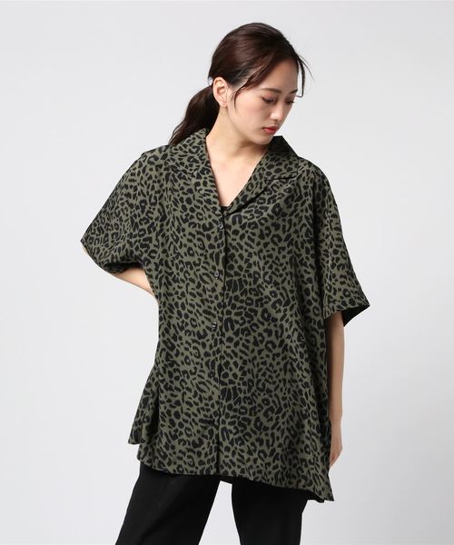 PUNYUS（プニュズ）の「レオパード開襟シャツ（シャツ/ブラウス・レディース・ライトベージュ/カーキ・1/2/3/4）」の5枚目の写真