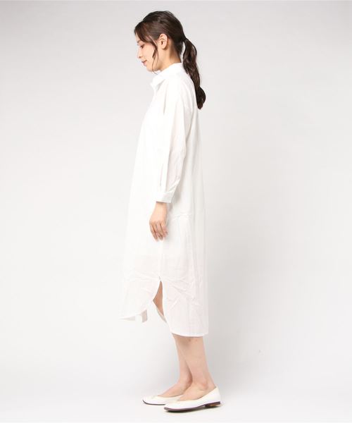 chuclla（チュクラ）の「【chuclla】ロング丈 コットン シャツワンピース（シャツ/ブラウス・レディース・ホワイト/ブルー・FREE）」の3枚目の写真