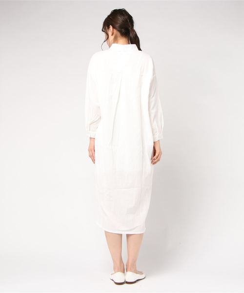 chuclla（チュクラ）の「【chuclla】ロング丈 コットン シャツワンピース（シャツ/ブラウス・レディース・ホワイト/ブルー・FREE）」の4枚目の写真