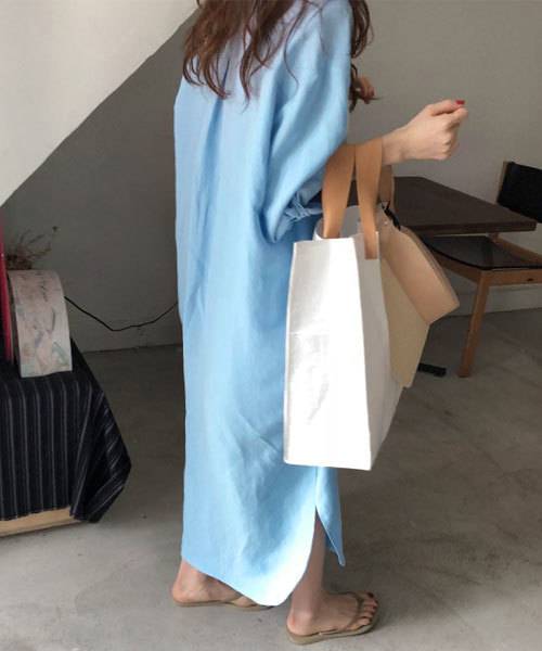 chuclla（チュクラ）の「【chuclla】ロング丈 コットン シャツワンピース（シャツ/ブラウス・レディース・ホワイト/ブルー・FREE）」の7枚目の写真