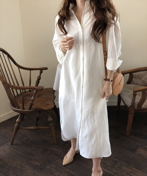 chuclla（チュクラ）の「【chuclla】ロング丈 コットン シャツワンピース（シャツ/ブラウス・レディース・ホワイト/ブルー・FREE）」の8枚目の写真