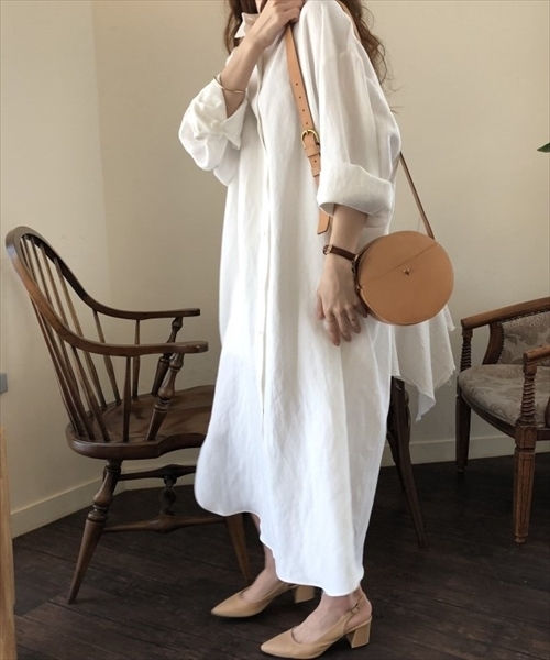 chuclla（チュクラ）の「【chuclla】ロング丈 コットン シャツワンピース（シャツ/ブラウス・レディース・ホワイト/ブルー・FREE）」の9枚目の写真