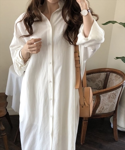 chuclla（チュクラ）の「【chuclla】ロング丈 コットン シャツワンピース（シャツ/ブラウス・レディース・ホワイト/ブルー・FREE）」の11枚目の写真