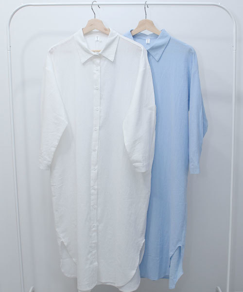 chuclla（チュクラ）の「【chuclla】ロング丈 コットン シャツワンピース（シャツ/ブラウス・レディース・ホワイト/ブルー・FREE）」の14枚目の写真