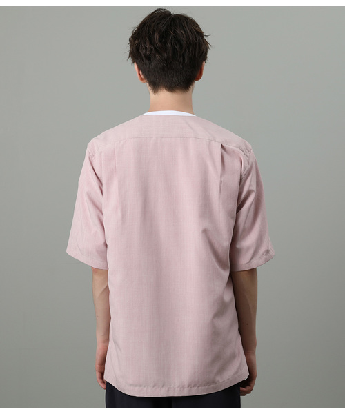 JUNRED（ジュンレッド）の「カチオンノーカラー半袖シャツ（シャツ/ブラウス・メンズ・ホワイト/ブラック/ピンク・S/M/L）」の5枚目の写真