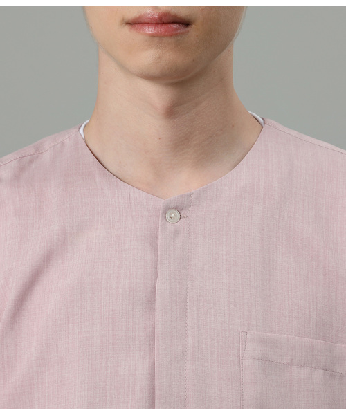 JUNRED（ジュンレッド）の「カチオンノーカラー半袖シャツ（シャツ/ブラウス・メンズ・ホワイト/ブラック/ピンク・S/M/L）」の6枚目の写真