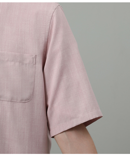 JUNRED（ジュンレッド）の「カチオンノーカラー半袖シャツ（シャツ/ブラウス・メンズ・ホワイト/ブラック/ピンク・S/M/L）」の7枚目の写真