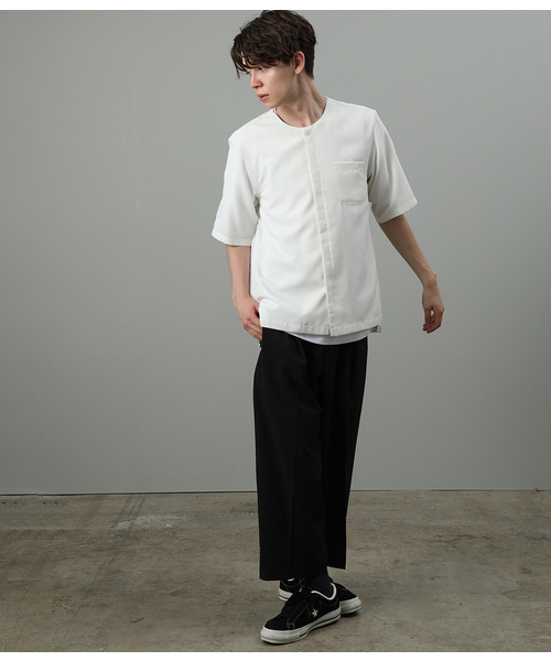 JUNRED（ジュンレッド）の「カチオンノーカラー半袖シャツ（シャツ/ブラウス・メンズ・ホワイト/ブラック/ピンク・S/M/L）」の11枚目の写真