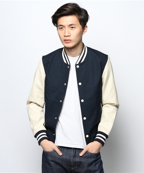 JOURNAL STANDARD(ジャーナルスタンダード)の「キャンバスバーシティーブルゾン(スタジャン・メンズ・ブラック/カーキ/ネイビー・MEDIUM/LARGE)」の3枚目の写真