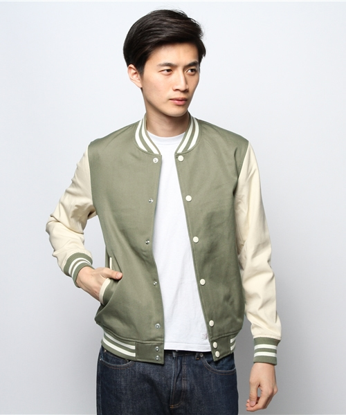 JOURNAL STANDARD(ジャーナルスタンダード)の「キャンバスバーシティーブルゾン(スタジャン・メンズ・ブラック/カーキ/ネイビー・MEDIUM/LARGE)」の1枚目の写真