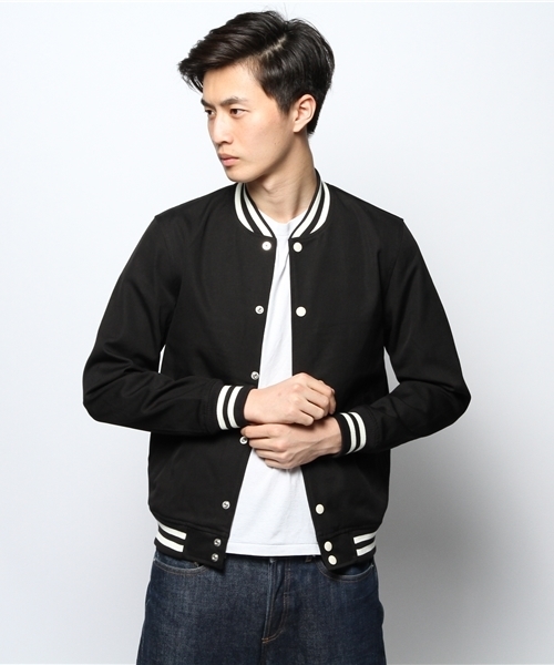 JOURNAL STANDARD(ジャーナルスタンダード)の「キャンバスバーシティーブルゾン(スタジャン・メンズ・ブラック/カーキ/ネイビー・MEDIUM/LARGE)」の2枚目の写真