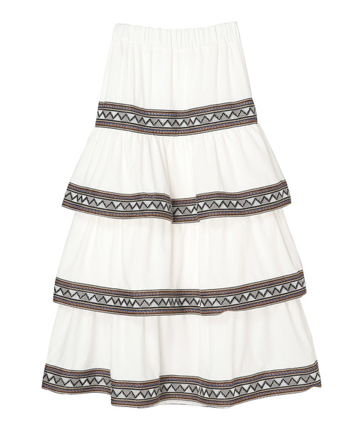 ALEXIA STAM（アリシアスタン）の「Tiered Maxi Skirt/マキシスカート（スカート・レディース・ホワイト/ブラウン/チャコール・FREE）」の5枚目の写真