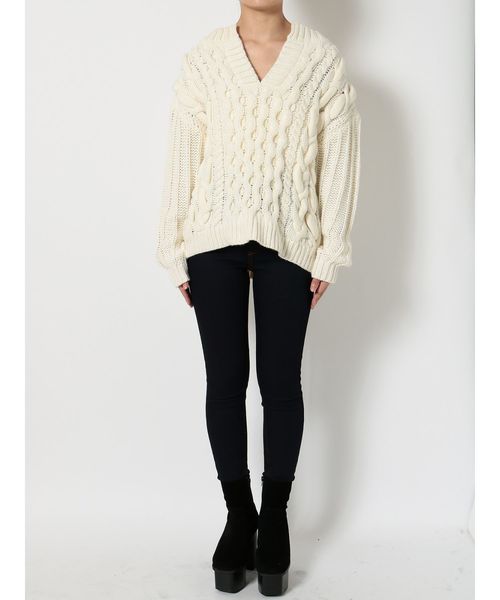 EMODA(エモダ)の「ラインケーブルニット(ニット/セーター・レディース・ホワイト/ブラック/レッド/カーキ・FREE)」の20枚目の写真