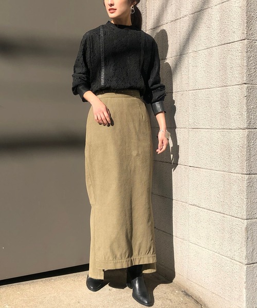 &g'aime（アンジェム）の「【&g'aime】レース×レザーブラウス（シャツ/ブラウス・レディース・チャコールグレー/ブラック/モカ・FREE）」の4枚目の写真