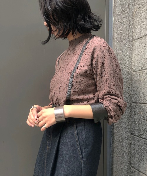 &g'aime（アンジェム）の「【&g'aime】レース×レザーブラウス（シャツ/ブラウス・レディース・チャコールグレー/ブラック/モカ・FREE）」の16枚目の写真