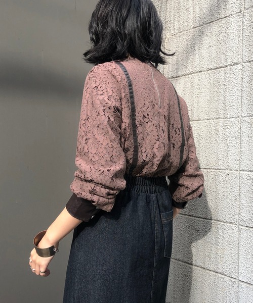 &g'aime（アンジェム）の「【&g'aime】レース×レザーブラウス（シャツ/ブラウス・レディース・チャコールグレー/ブラック/モカ・FREE）」の17枚目の写真