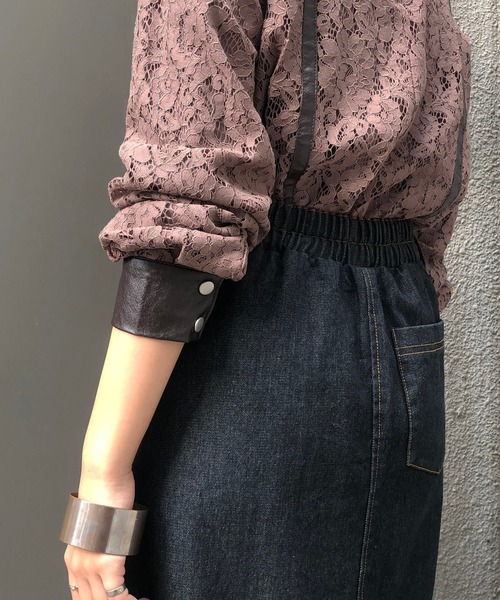 &g'aime（アンジェム）の「【&g'aime】レース×レザーブラウス（シャツ/ブラウス・レディース・チャコールグレー/ブラック/モカ・FREE）」の18枚目の写真