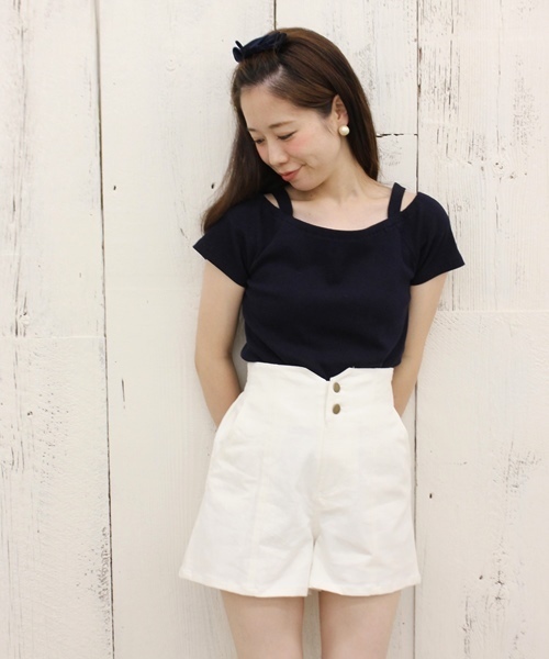 Chico（チコ）の「オフショルダーテレコT（Tシャツ/カットソー・レディース・ホワイト/ダークブルー/ネイビー/ワインレッド・FREE）」の4枚目の写真