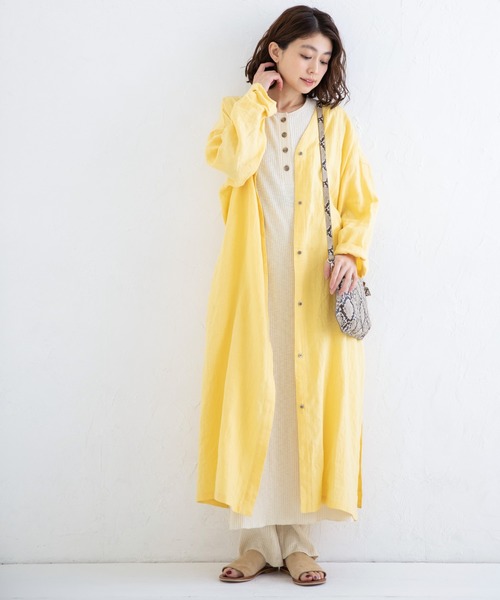Munich(ミューニック)の「フレンチリネンキャンバス ロングシャツアウター(その他アウター・レディース・ナチュラル/ブラック/パープル/イエロー・XS/S)」の9枚目の写真