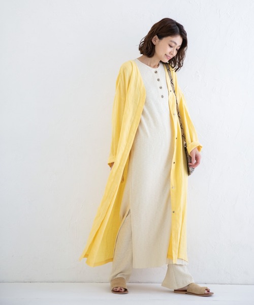 Munich(ミューニック)の「フレンチリネンキャンバス ロングシャツアウター(その他アウター・レディース・ナチュラル/ブラック/パープル/イエロー・XS/S)」の5枚目の写真
