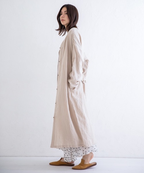 Munich(ミューニック)の「フレンチリネンキャンバス ロングシャツアウター(その他アウター・レディース・ナチュラル/ブラック/パープル/イエロー・XS/S)」の7枚目の写真