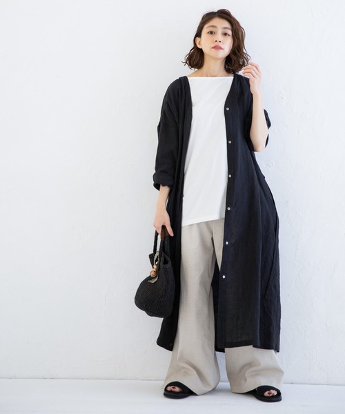 Munich(ミューニック)の「フレンチリネンキャンバス ロングシャツアウター(その他アウター・レディース・ナチュラル/ブラック/パープル/イエロー・XS/S)」の16枚目の写真