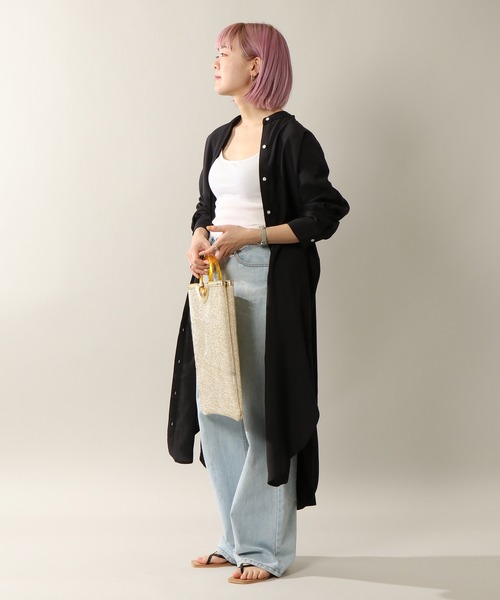 notch.(ノッチ)の「マキシシャツワンピース(シャツワンピース・レディース・ブラック/ブラウン/オフホワイト・TM/M)」の11枚目の写真