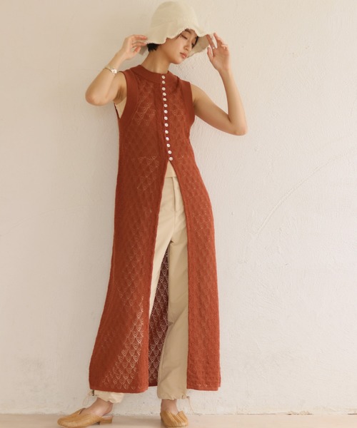 CLEIO（クレイオ）の「【CLEIO】前後2WAYクロシェ編みワンピース（ワンピース・レディース・アイボリー/パープル/カーキ/テラコッタ・FREE）」の8枚目の写真