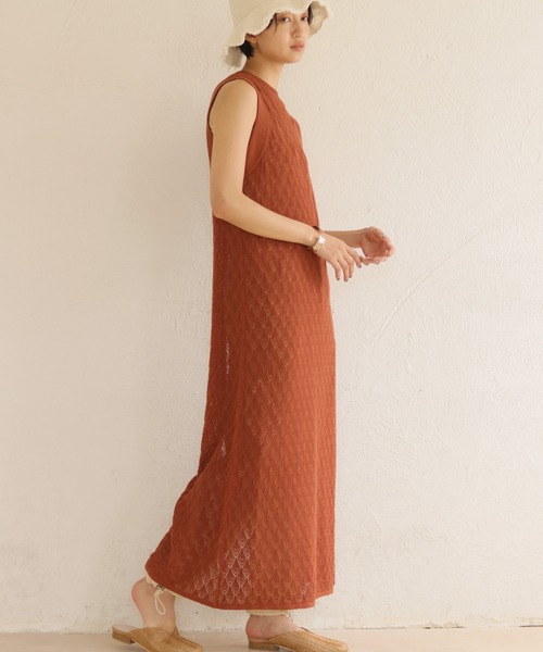 CLEIO（クレイオ）の「【CLEIO】前後2WAYクロシェ編みワンピース（ワンピース・レディース・アイボリー/パープル/カーキ/テラコッタ・FREE）」の10枚目の写真