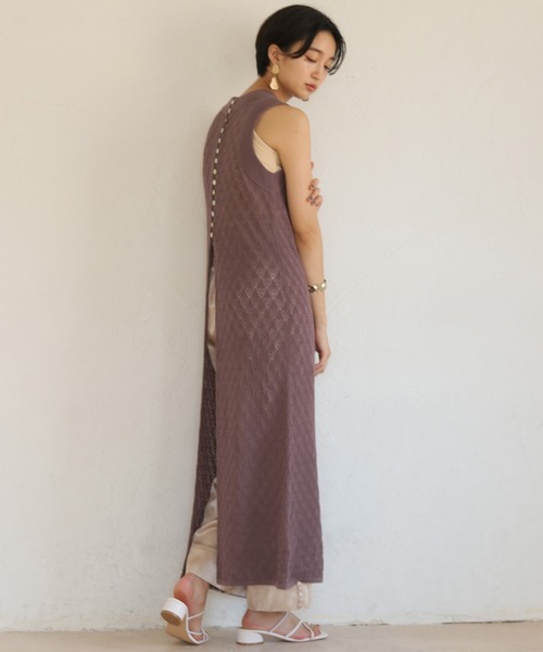 CLEIO（クレイオ）の「【CLEIO】前後2WAYクロシェ編みワンピース（ワンピース・レディース・アイボリー/パープル/カーキ/テラコッタ・FREE）」の14枚目の写真