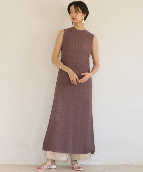 CLEIO（クレイオ）の「【CLEIO】前後2WAYクロシェ編みワンピース（ワンピース・レディース・アイボリー/パープル/カーキ/テラコッタ・FREE）」の13枚目の写真