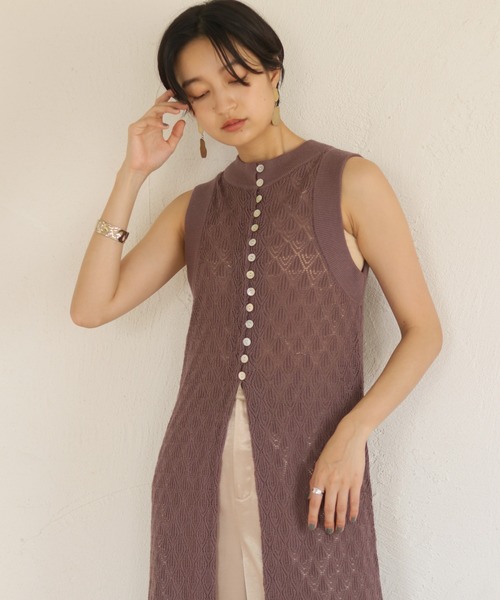 CLEIO（クレイオ）の「【CLEIO】前後2WAYクロシェ編みワンピース（ワンピース・レディース・アイボリー/パープル/カーキ/テラコッタ・FREE）」の12枚目の写真