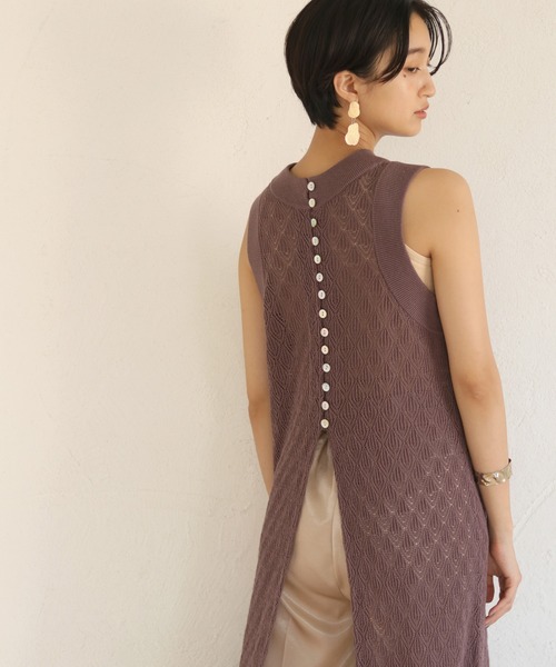 CLEIO（クレイオ）の「【CLEIO】前後2WAYクロシェ編みワンピース（ワンピース・レディース・アイボリー/パープル/カーキ/テラコッタ・FREE）」の15枚目の写真