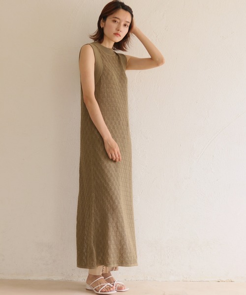 CLEIO（クレイオ）の「【CLEIO】前後2WAYクロシェ編みワンピース（ワンピース・レディース・アイボリー/パープル/カーキ/テラコッタ・FREE）」の18枚目の写真