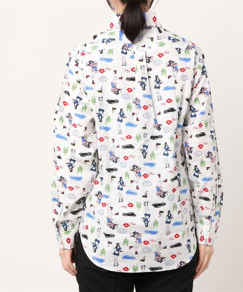 INNOCENT(イノセント)の「『made in japan』総柄 長袖シャツ(シャツ/ブラウス・レディース・ホワイト/ブラック・MEDIUM/LARGE)」の4枚目の写真