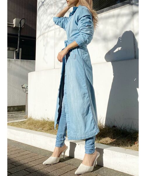 【オンラインショップ】 GYDA（ジェイダ）の「ウエストマークロングデニムコート（デニム ジャケット・アウター