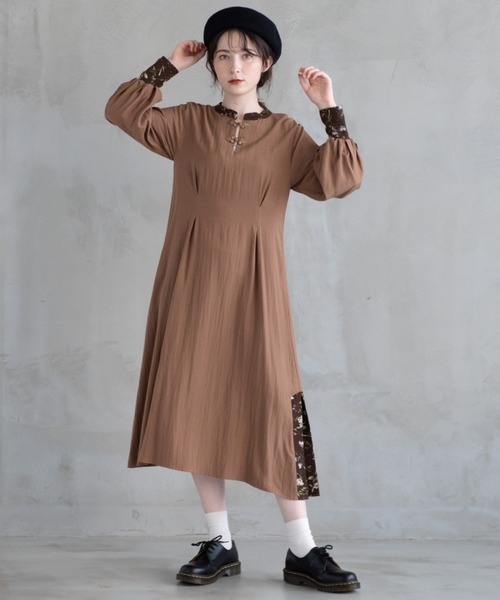 idem（イデム）の「Flower China Onepiece（ワンピース・レディース・ブラウン/グレイッシュブルー/ブラック・FREE）」の10枚目の写真