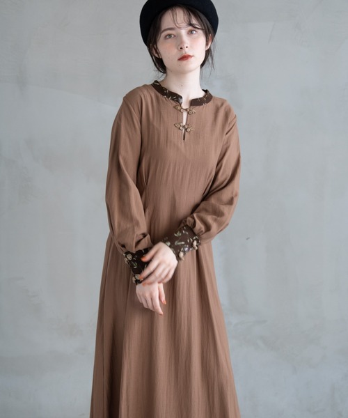 idem（イデム）の「Flower China Onepiece（ワンピース・レディース・ブラウン/グレイッシュブルー/ブラック・FREE）」の16枚目の写真