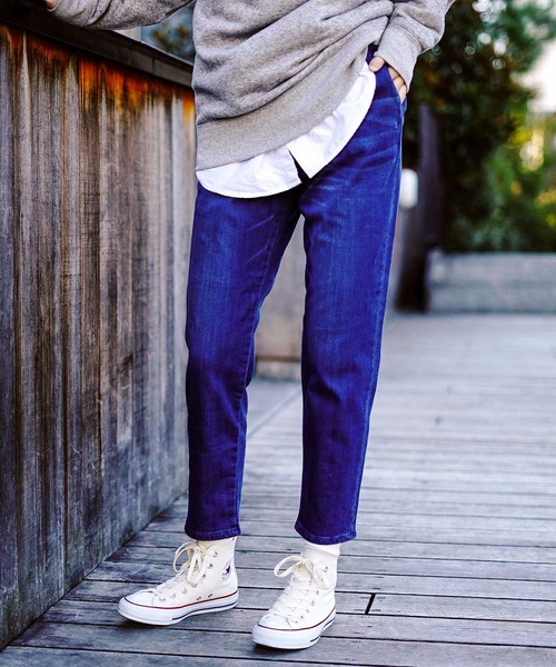 セール C Fort Point あったかテーパードデニム ストレッチ素材 暖かく肌さわりの良い生地 ウエストゴム仕様 デニムパンツ Fort Point フォーポイント のファッション通販 Zozotown